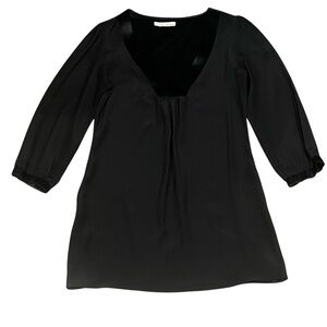 MYNE Size M Black Silk Shirt Dress /w Pockets.